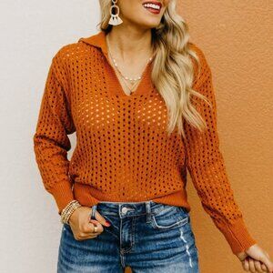 So Me Open Knit Popover Sweater Womens Large